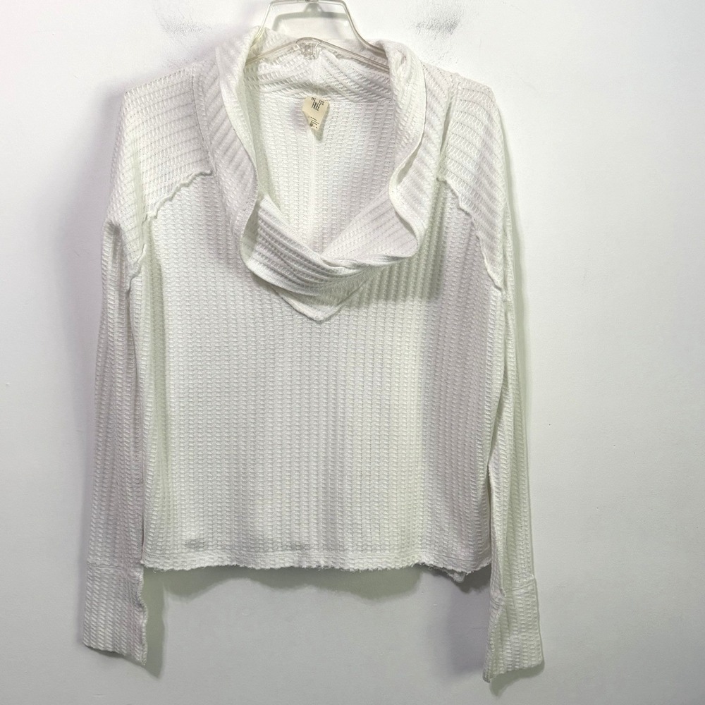 We The Free People Wildcat Thermal Top M Cowl Neck White Long Sleeve Relax Boho
